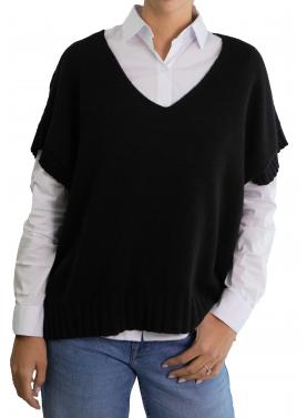 Gilet tinta unita scollo a V modello over 